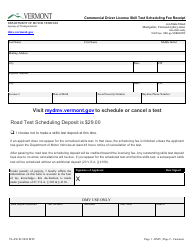 Document preview: Form VL-056 Commercial Driver License Skill Test Scheduling Fee Receipt - Vermont