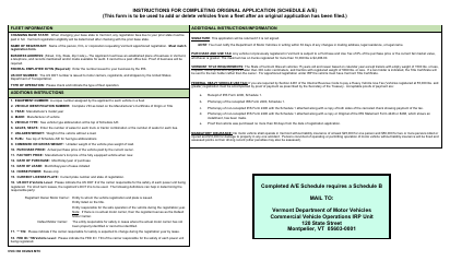 Form CVO-160 Schedule A/E Original/Renewal Application Schedule - International Registration Plan - Vermont, Page 2