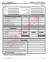Document preview: Form CVO-102 Distributor Fuel Tax Return - 2nd Quarter - Vermont
