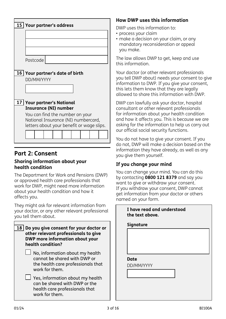 Form BI100A Industrial Injuries Disablement Benefit - United Kingdom, Page 3
