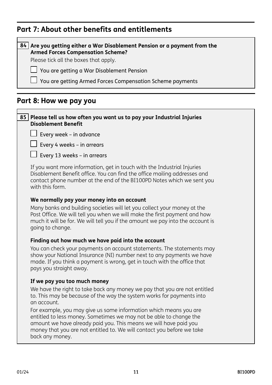 Form BI100PD Industrial Injuries Disablement Benefit for a Prescribed Industrial Disease - United Kingdom, Page 11