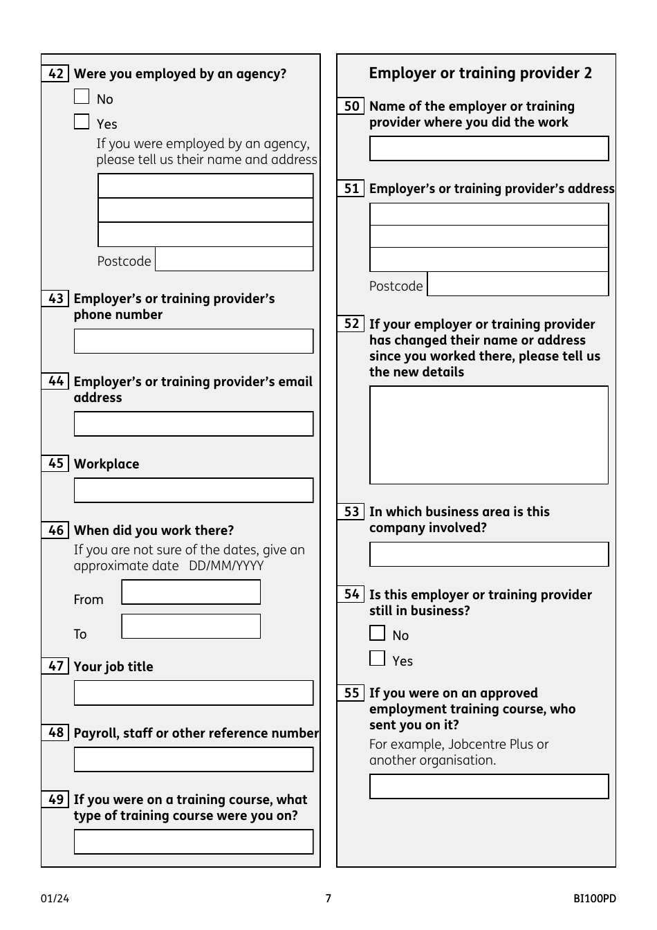 Form BI100PD Industrial Injuries Disablement Benefit for a Prescribed Industrial Disease - United Kingdom, Page 7