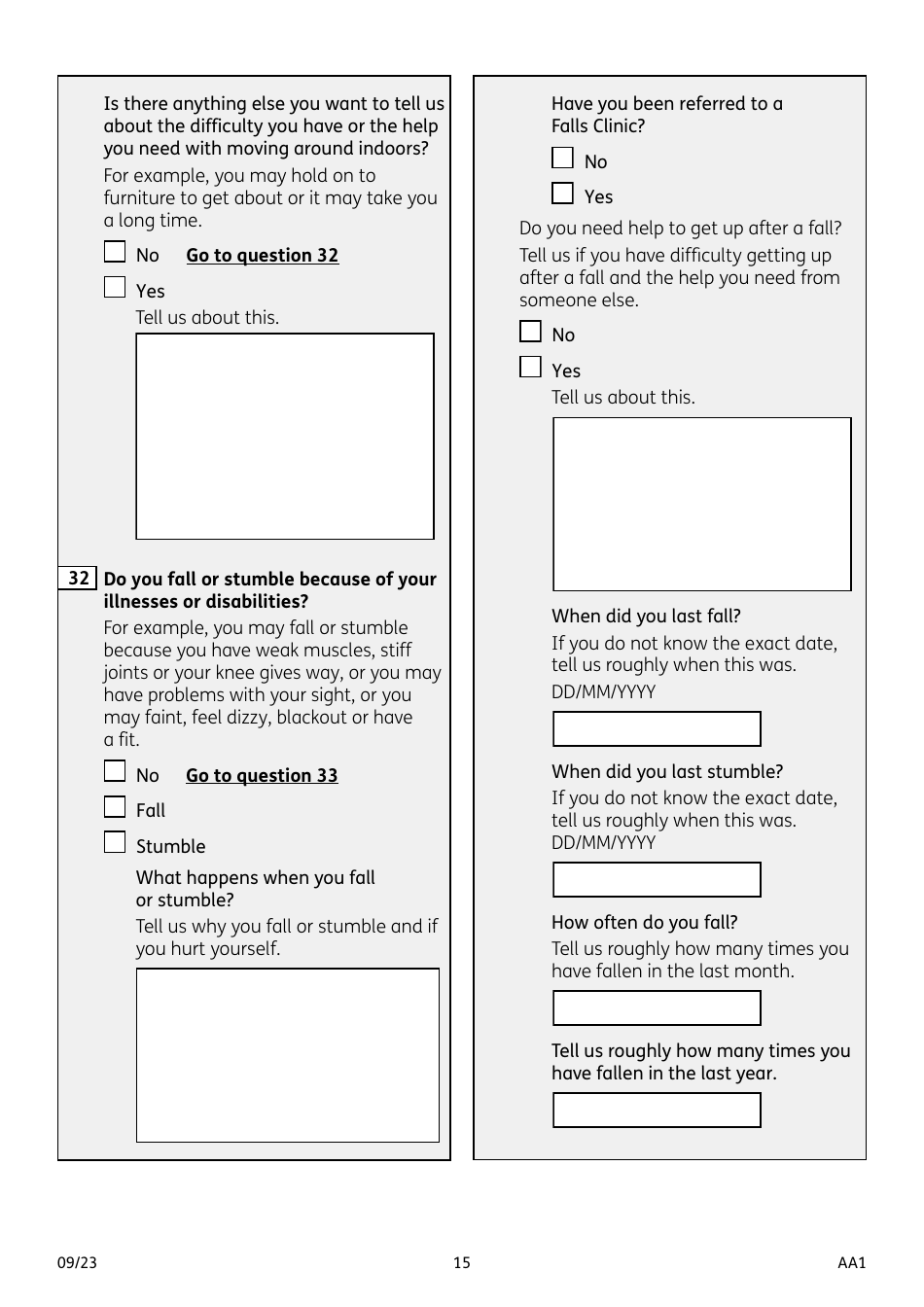 Form AA1 Attendance Allowance for People of State Pension Age or Over - United Kingdom, Page 15