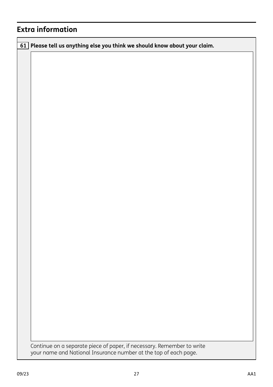 Form AA1 Attendance Allowance for People of State Pension Age or Over - United Kingdom, Page 27
