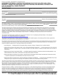 Form CEM-1906 Agreement Between a Contractor Working on State Facilities and a Real Property Owner for Disposing Construction-Related Material Suitable for Use on Residential Zoned Property - California