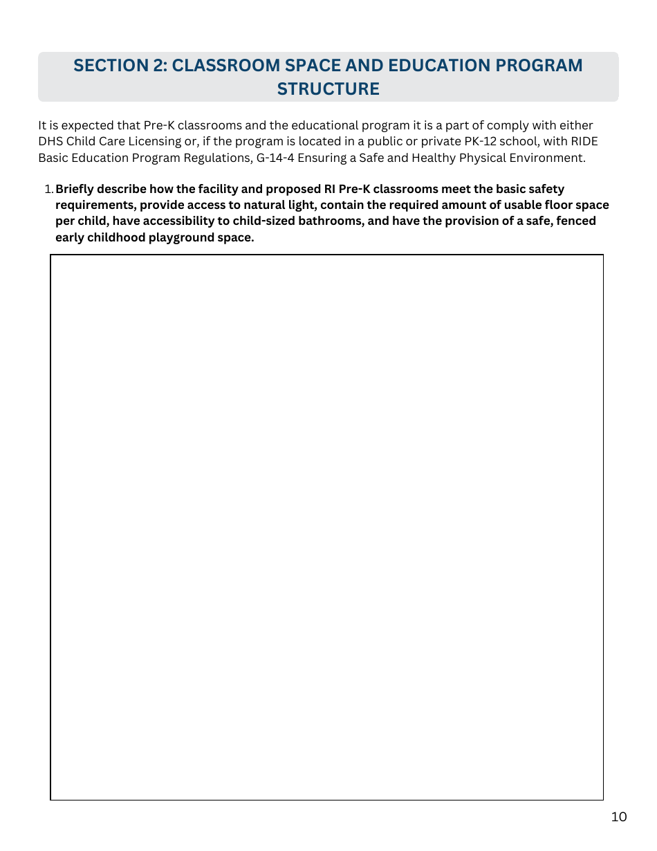 Rhode Island Pre-kindergarten Expansion Grant Application - Rhode Island, Page 10