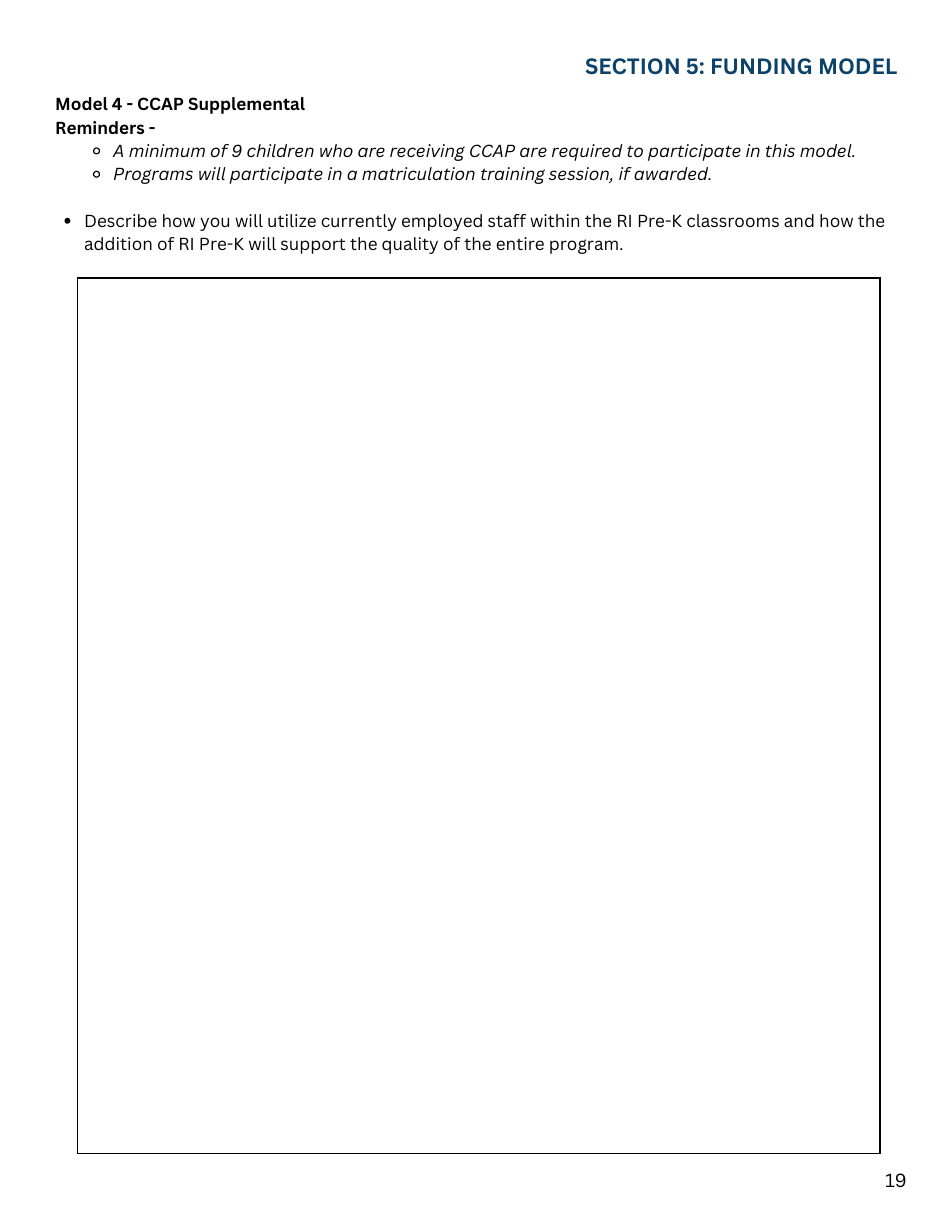 Rhode Island Pre-kindergarten Expansion Grant Application - Rhode Island, Page 19