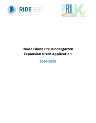 Rhode Island Pre-kindergarten Expansion Grant Application - Rhode Island