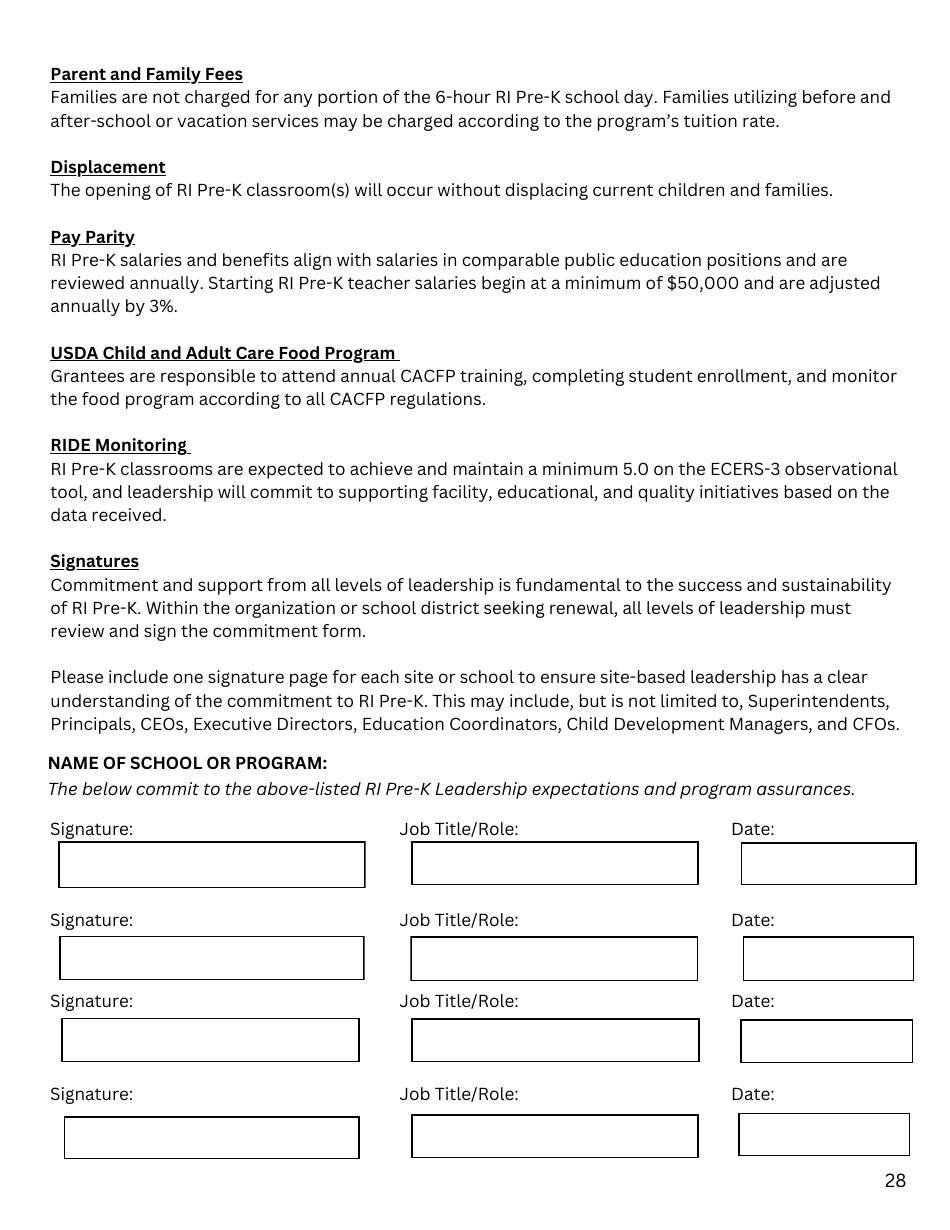 Rhode Island Pre-kindergarten Expansion Grant Application - Rhode Island, Page 28