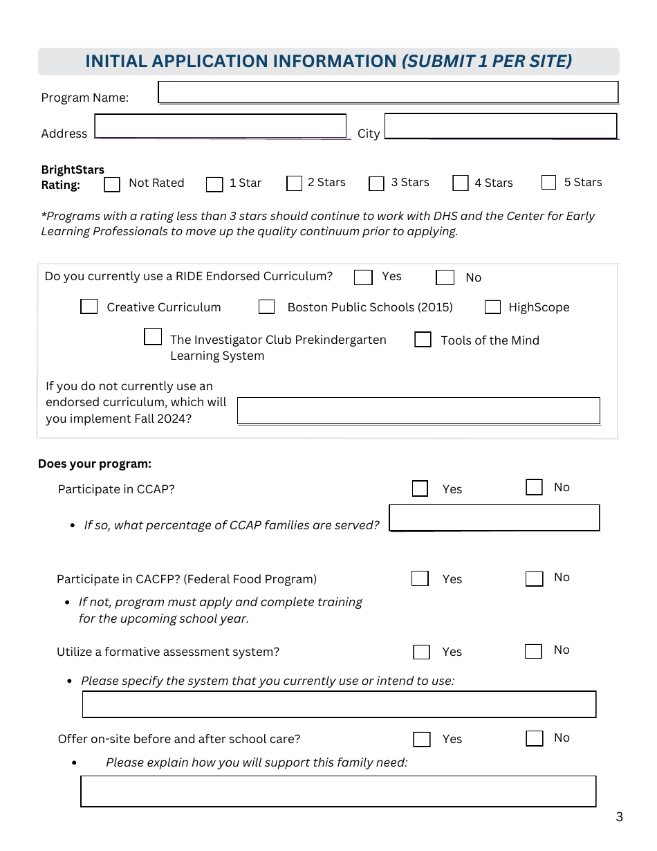 Rhode Island Pre-kindergarten Expansion Grant Application - Rhode Island, Page 3