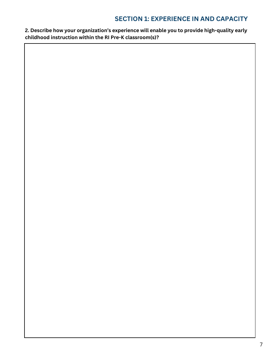 Rhode Island Pre-kindergarten Expansion Grant Application - Rhode Island, Page 7