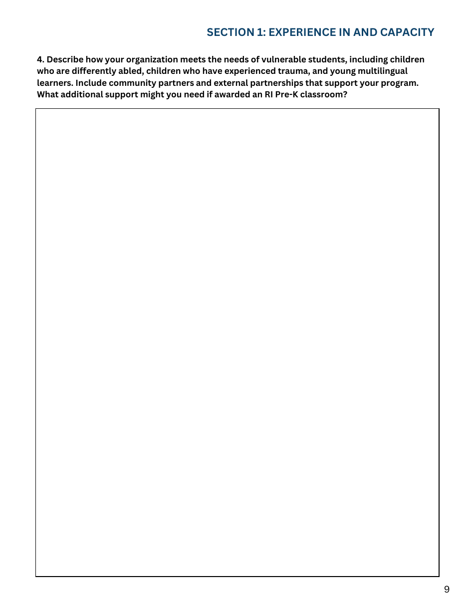 Rhode Island Pre-kindergarten Expansion Grant Application - Rhode Island, Page 9