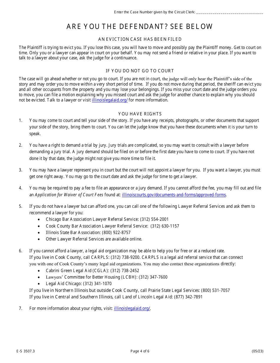 Form E-S3507.3 Eviction Summons - Illinois, Page 4
