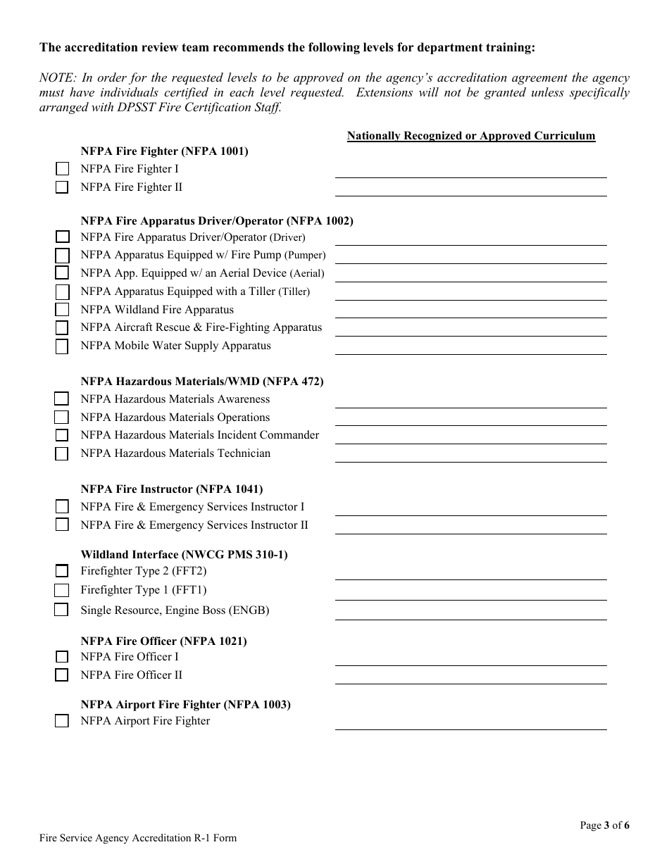 Form R-1 Fire Service Agency Accreditation - Oregon, Page 3