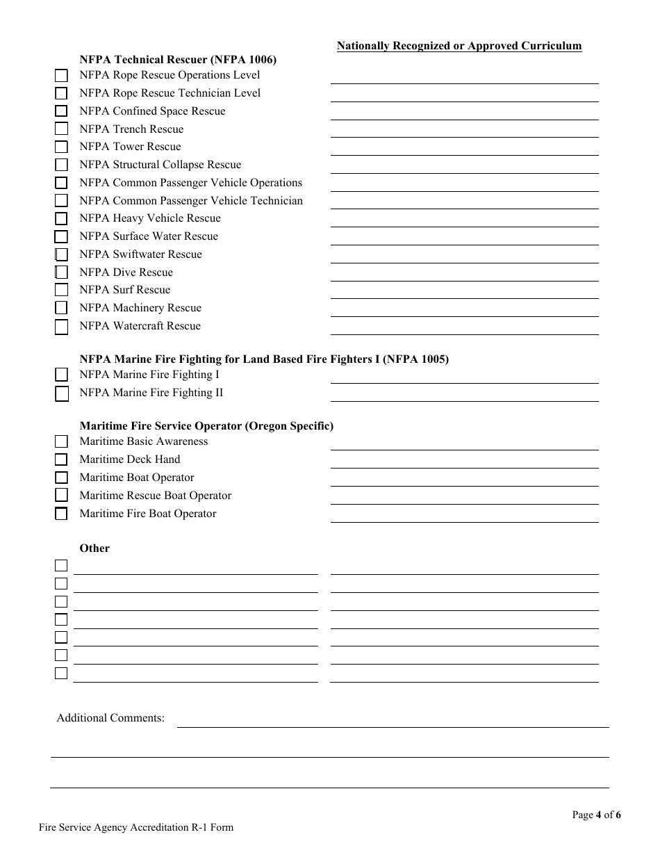 Form R-1 Fire Service Agency Accreditation - Oregon, Page 4