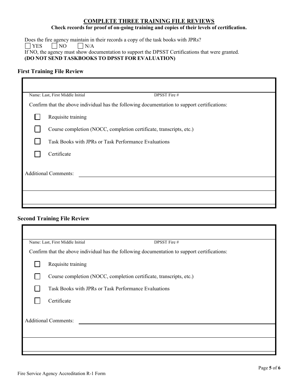 Form R-1 Fire Service Agency Accreditation - Oregon, Page 5