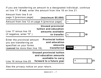 Form 5002-S11 Schedule PE(S11) Prince Edward Island Tuition and Education Amounts (Large Print) - Canada, Page 7
