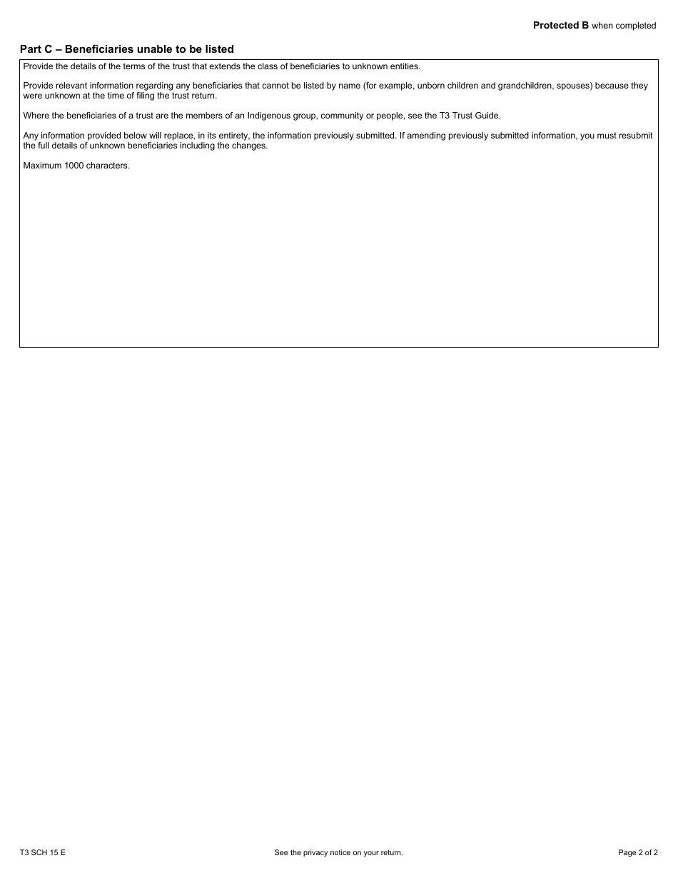 Form T3 Schedule 15 - Fill Out, Sign Online and Download Fillable PDF ...