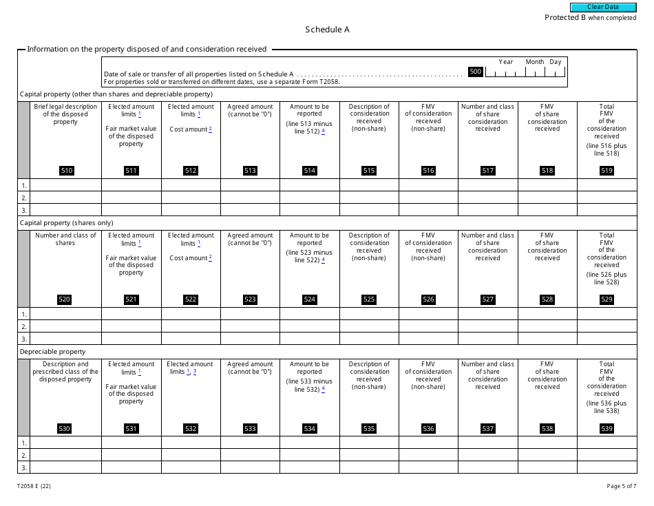 Form T2058 Election on Disposition of Property by a Partnership to a Taxable Canadian Corporation - Canada, Page 5