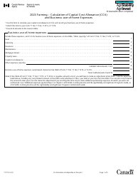 Document preview: Form T1175 Farming - Calculation of Capital Cost Allowance (Cca) and Business-Use-Of-Home Expenses - Canada, 2023