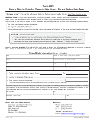 Document preview: Form BCR (S-220) Buyer's Claim for Refund of Wisconsin State, County, City and Stadium Sales Taxes - Wisconsin