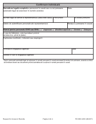 Form MSC2093 Request for Access to Records - Oregon (Romanian), Page 2