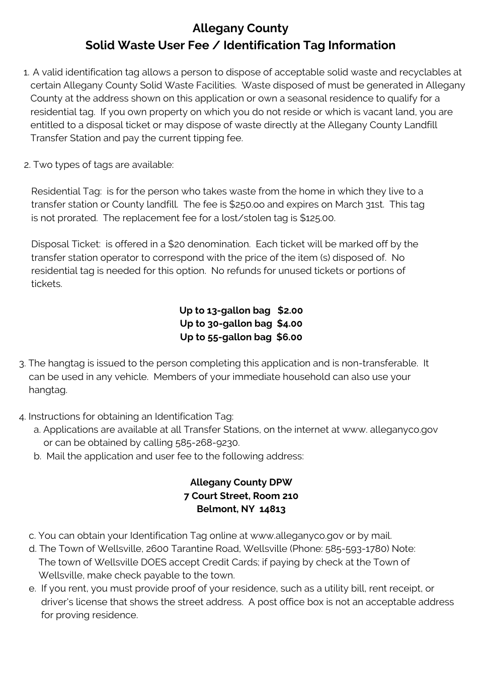 Solid Waste Facility Tag Application - Allegany County, New York, Page 2