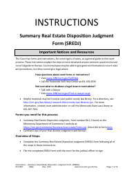 Form DIV1601 Instructions - Summary Real Estate Disposition Judgment Form (Sredj) - Minnesota