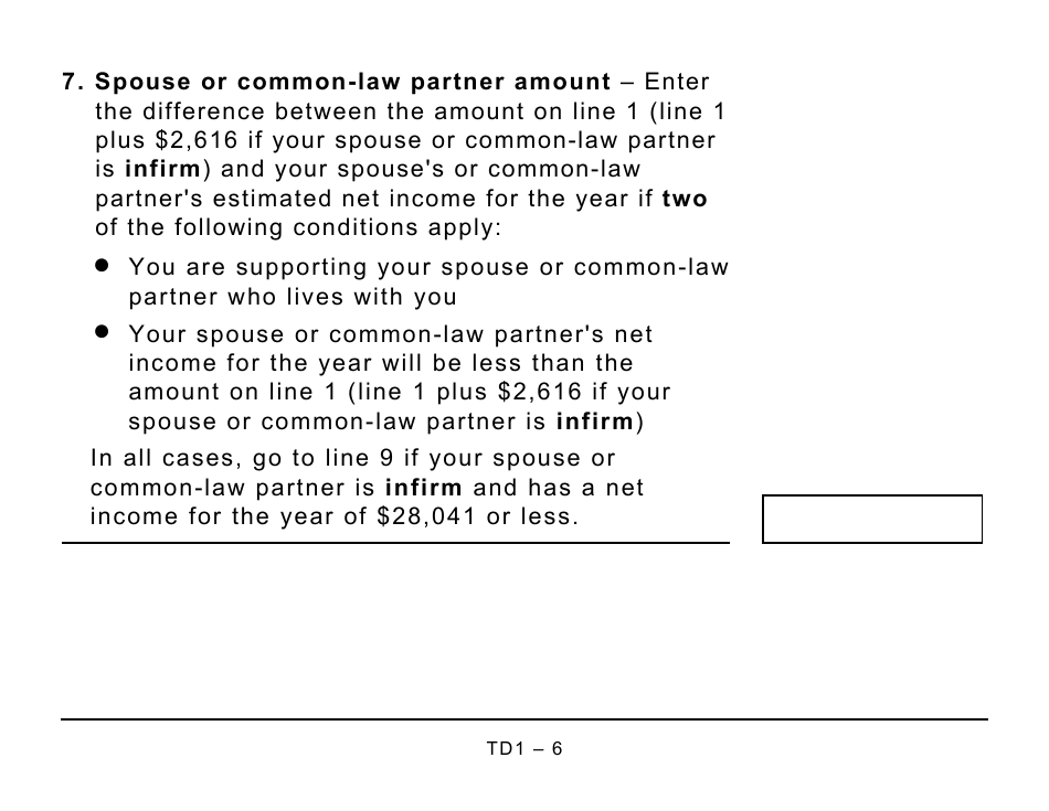 Form TD1 Download Printable PDF or Fill Online Personal Tax Credits