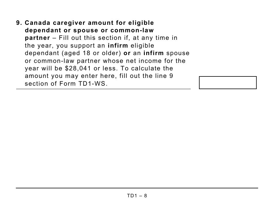 Form TD1 Download Printable PDF or Fill Online Personal Tax Credits