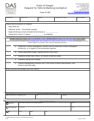 Document preview: Form 07-007 Request for Vehicle Marking Exemption - Oregon