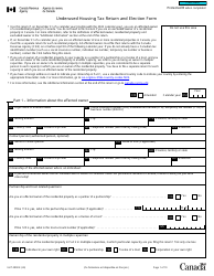 Form UHT-2900 Underused Housing Tax Return and Election Form - Canada