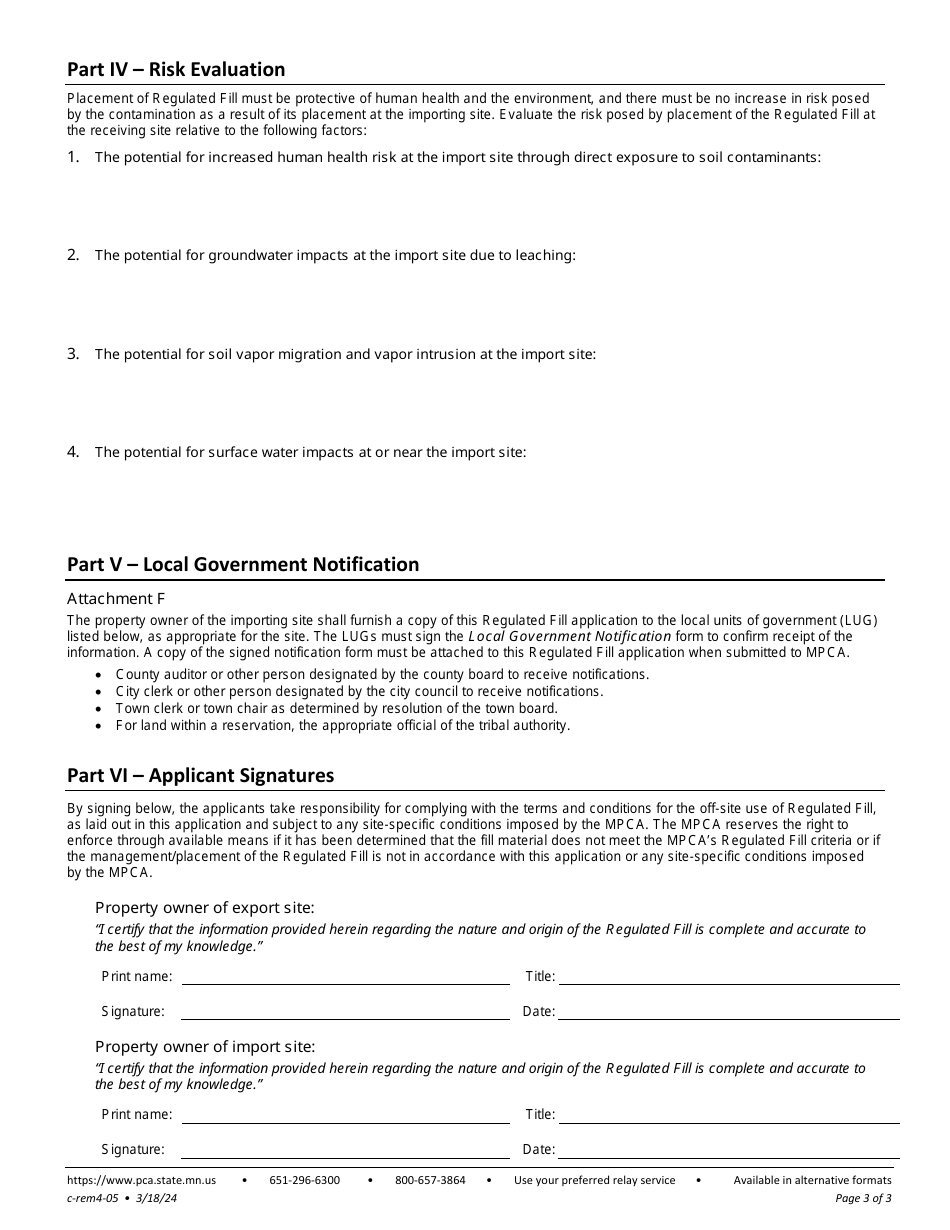 Form C-REM2-02 Offsite Use of Regulated Fill - Minnesota, Page 7