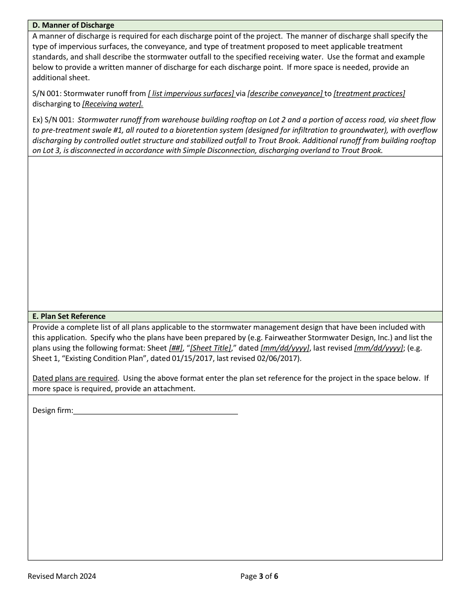 Notice of Intent (Noi) to Apply for Individual Stormwater Discharge Permit (Inds) - Vermont, Page 3