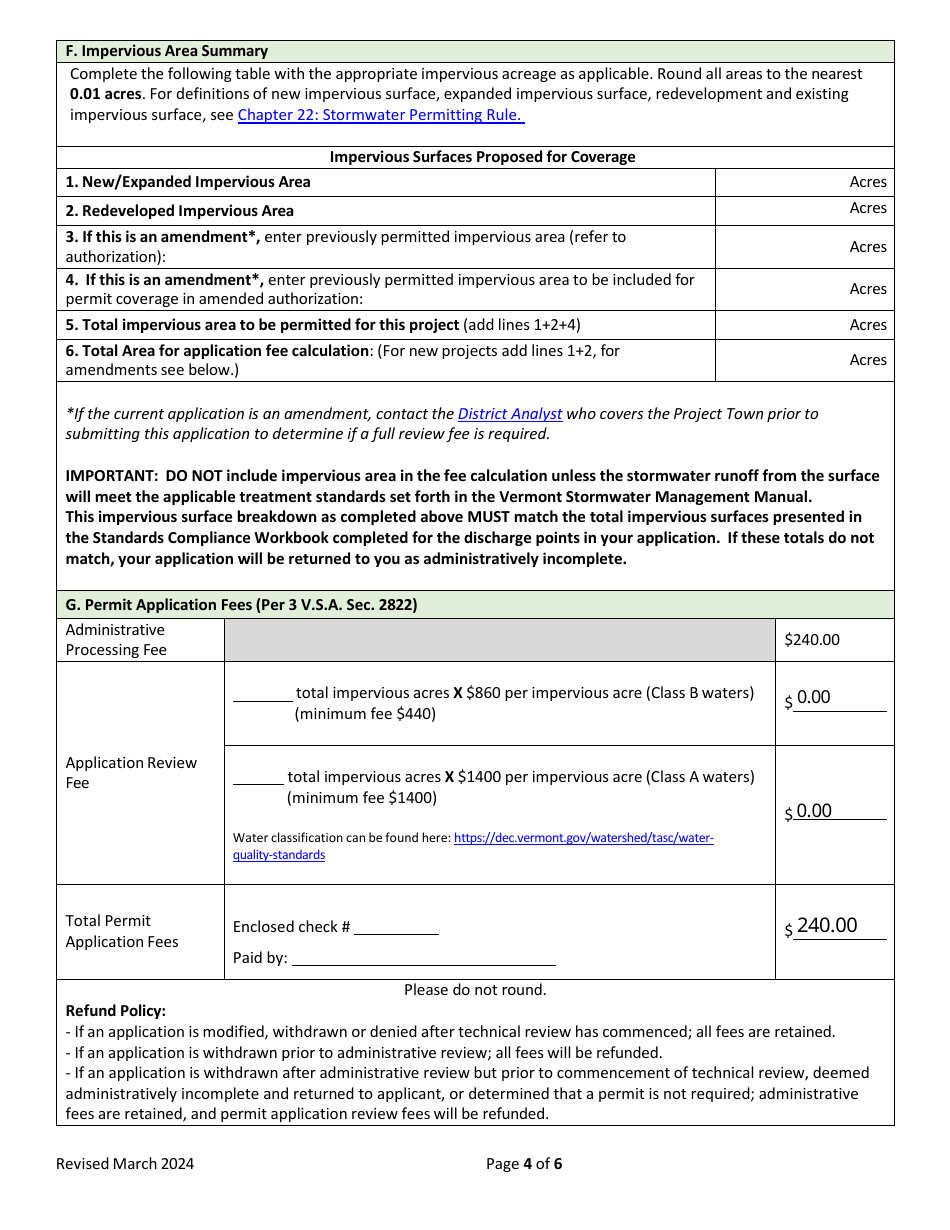 Notice of Intent (Noi) to Apply for Individual Stormwater Discharge Permit (Inds) - Vermont, Page 4