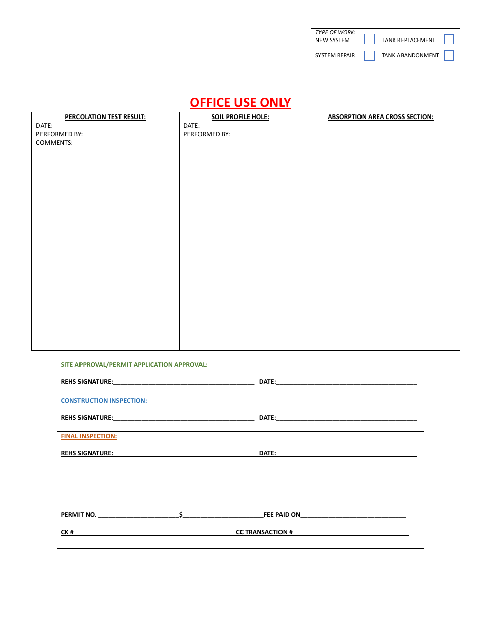 Application for a Sewage Disposal System Permit - Inyo County, California, Page 2