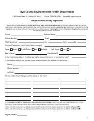 Temporary Food Facility Application - Inyo County, California, Page 2