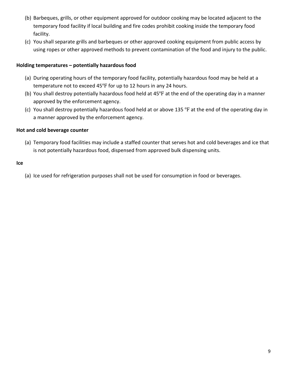 Temporary Food Facility Application - Inyo County, California, Page 9