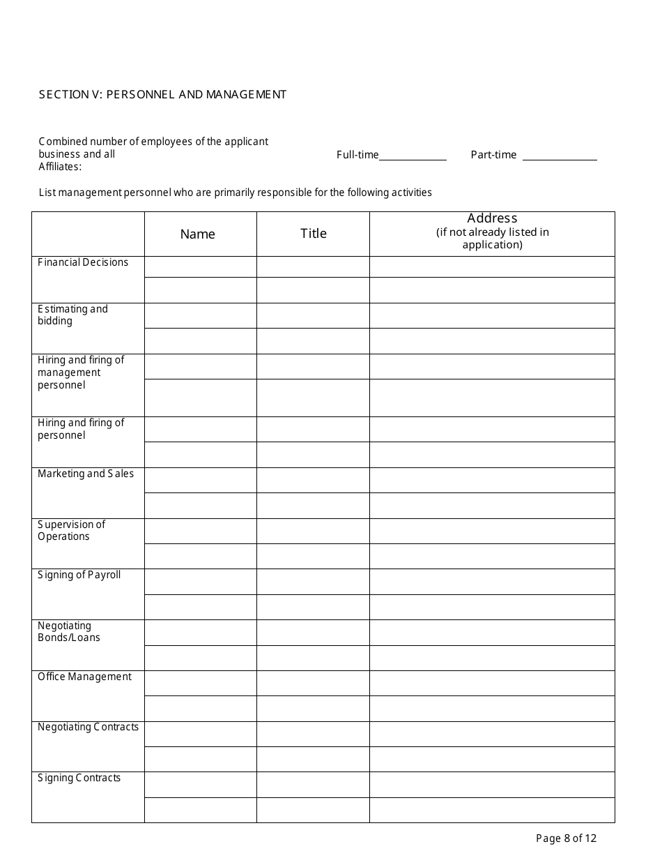 Small Business Enterprise Certification Application - City of Charlotte, North Carolina, Page 10