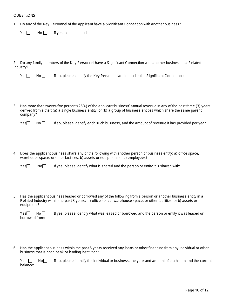Small Business Enterprise Certification Application - City of Charlotte, North Carolina, Page 12