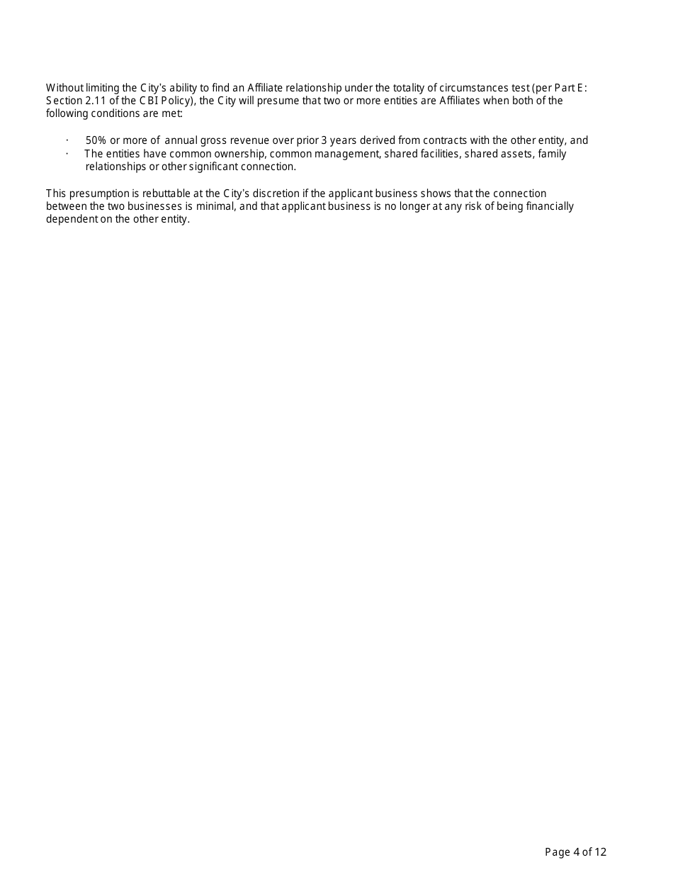 Small Business Enterprise Certification Application - City of Charlotte, North Carolina, Page 6