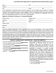 Form 70-014 Iowa Retail Permit Application for Cigarette/Tobacco/Nicotine/Vapor - Iowa, Page 2