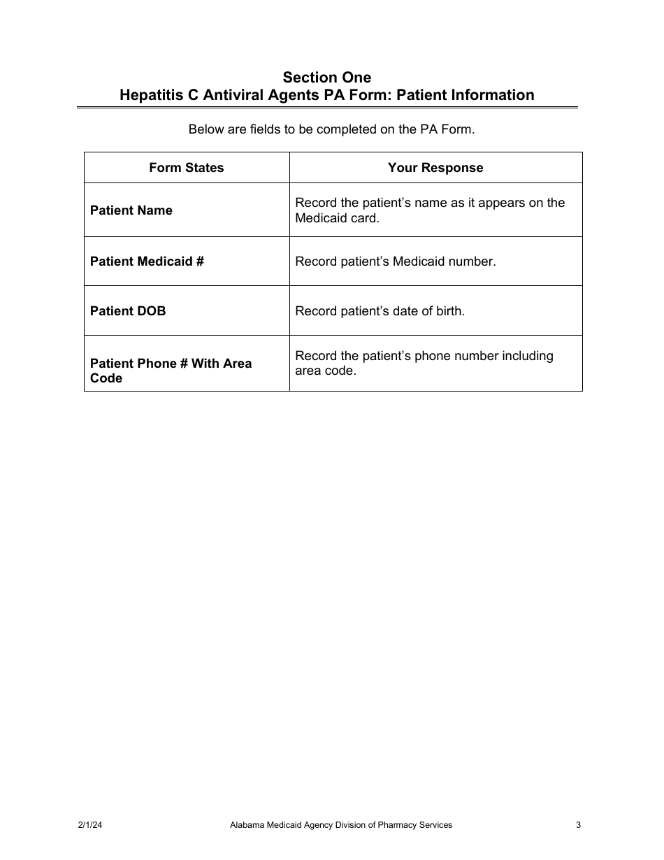 Instructions for Form 415 Hepatitis C Antiviral Agents Pa Request Form - Alabama, Page 3