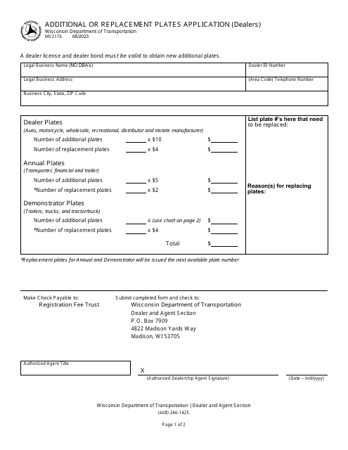 Form MV2176  Printable Pdf
