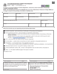 Document preview: Form MV1020 Title/Registration Correction Request - Wisconsin