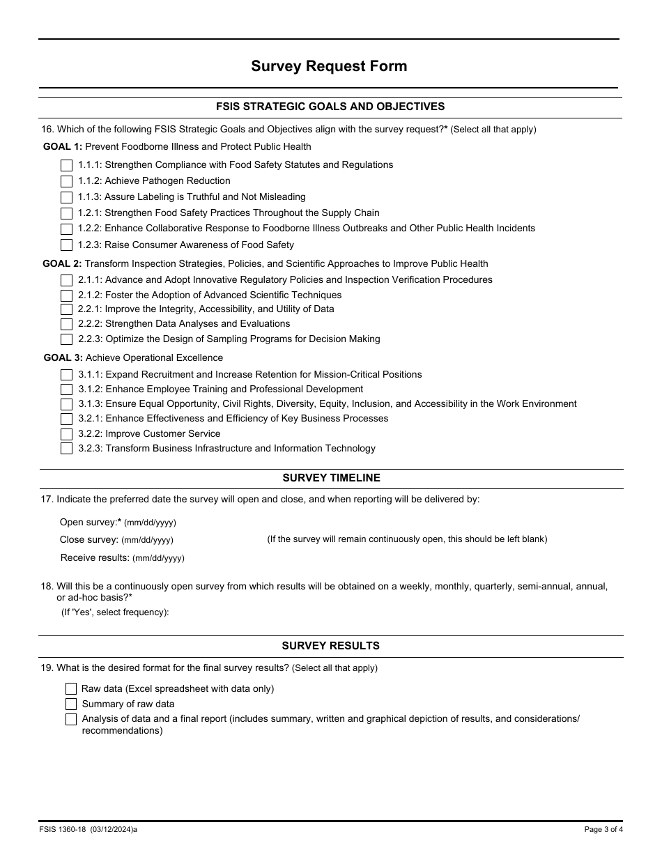 FSIS Form 1360-18 Survey Request Form - Office of Planning, Analysis and Risk Management (Oparm), Page 3