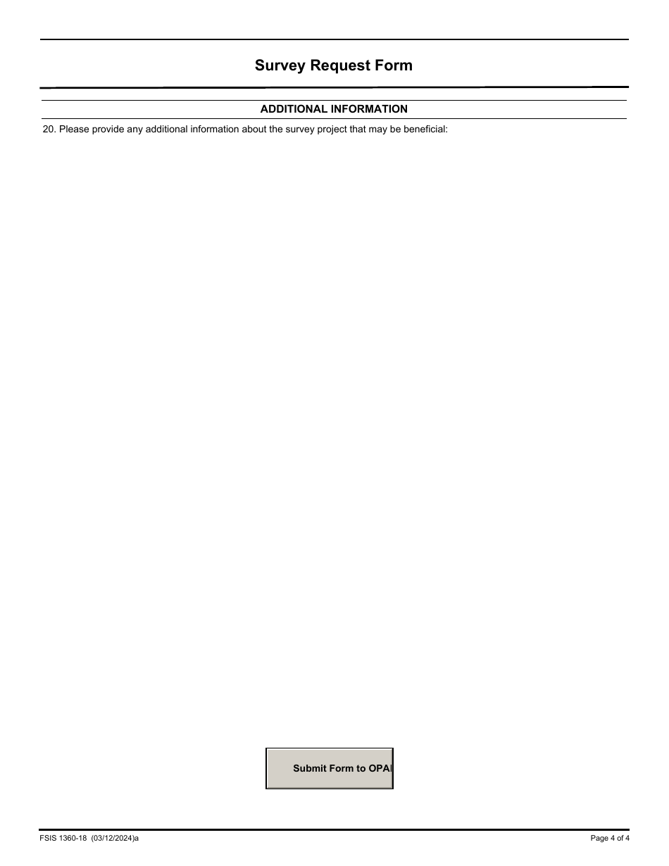 FSIS Form 1360-18 Survey Request Form - Office of Planning, Analysis and Risk Management (Oparm), Page 4
