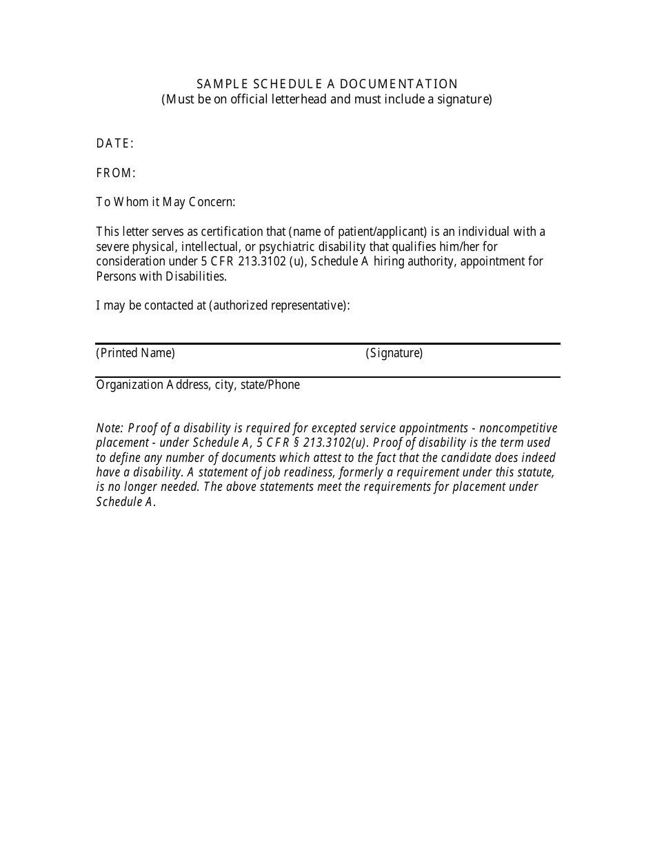 Sample Schedule a Documentation, Page 1