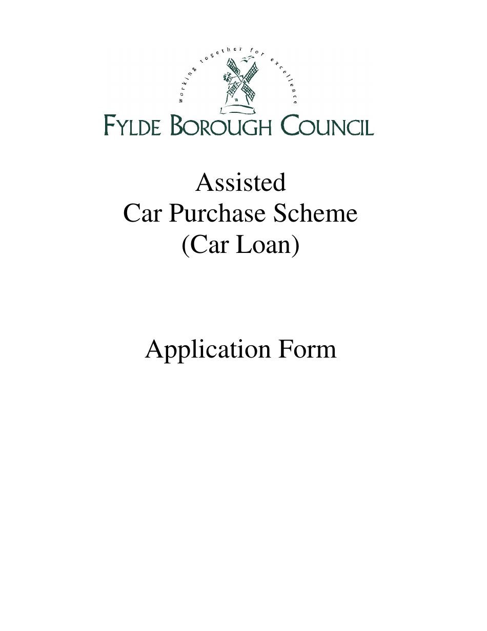 Assisted Car Purchase Scheme (Car Loan) Application Form - Fylde Borough, Lancashire, United Kingdom, Page 1