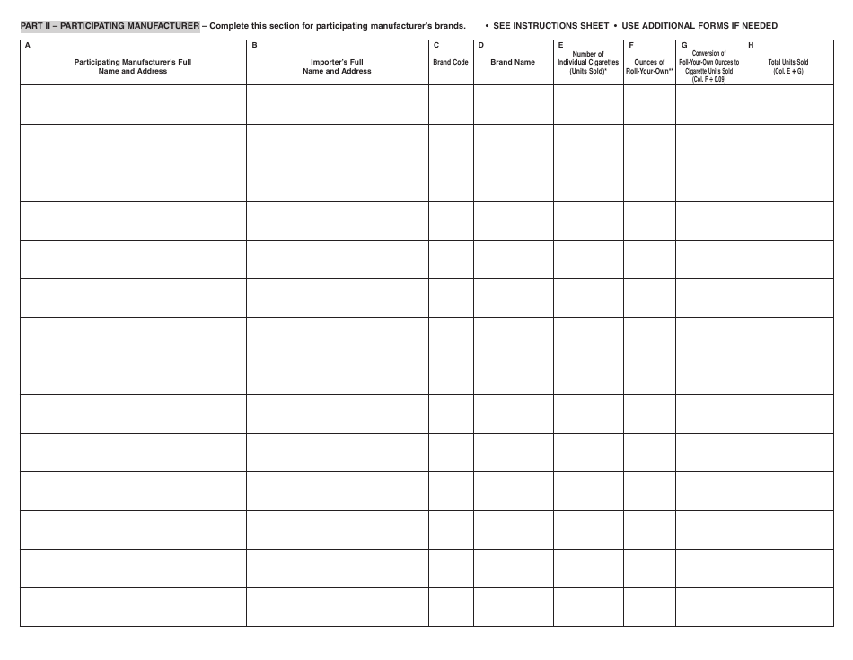 Schedule D Manufacturers Not Participating in the Tobacco Master Settlement Agreement (Including Importers) - Alabama, Page 2